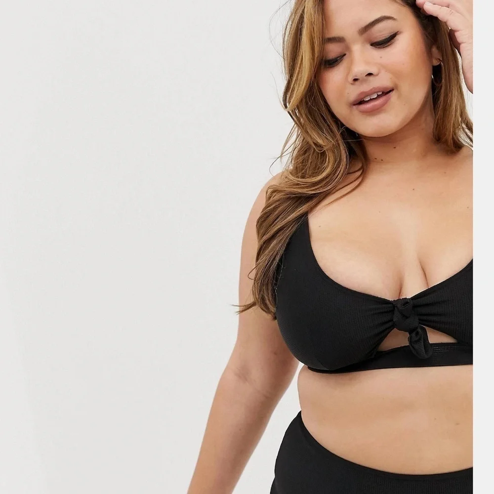 Asos Curve 16 Wolf and whistle exclusive bunny tie cut out swim top bikini